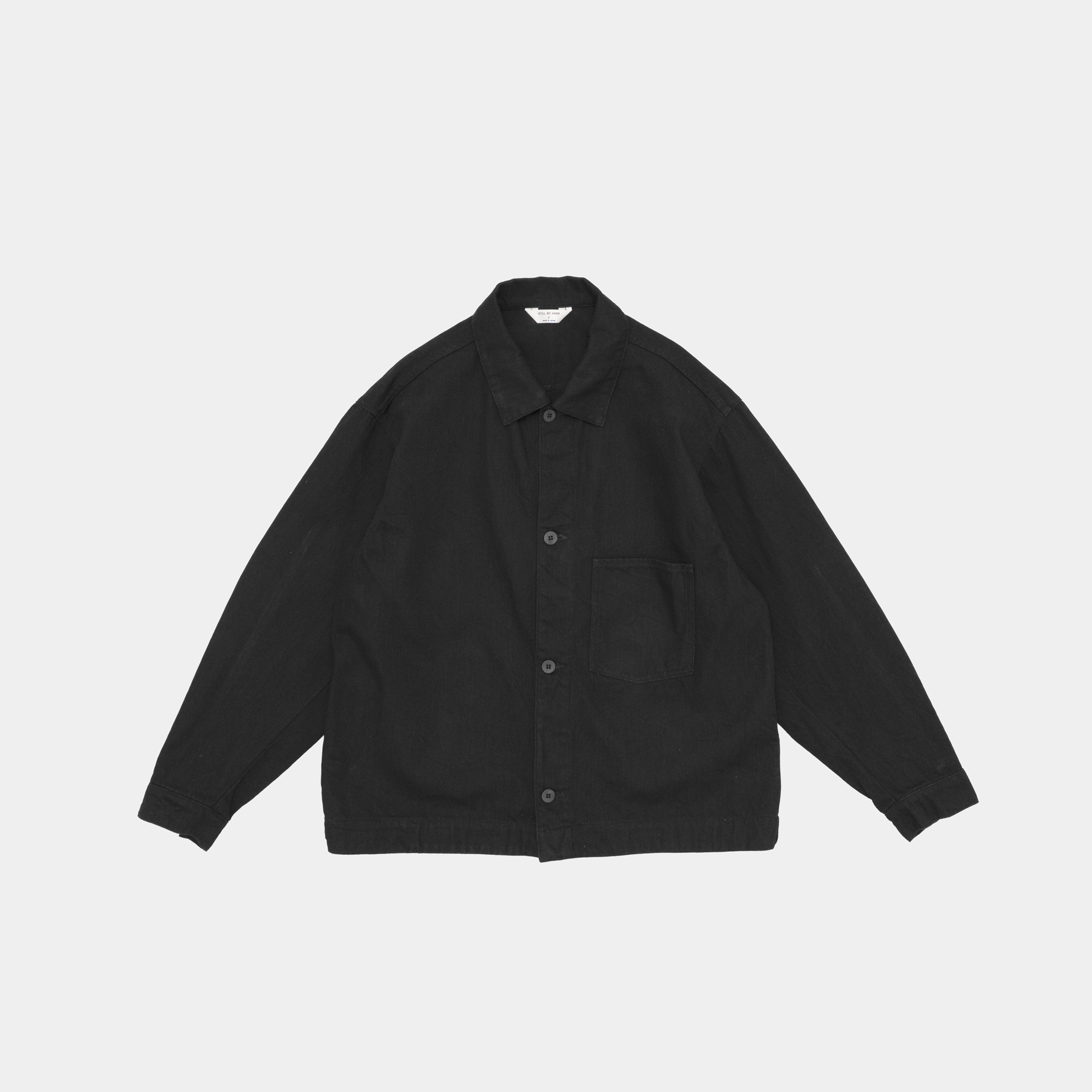 [STILL BY HAND] DN02263OS - 12oz denim jacket BLACK
