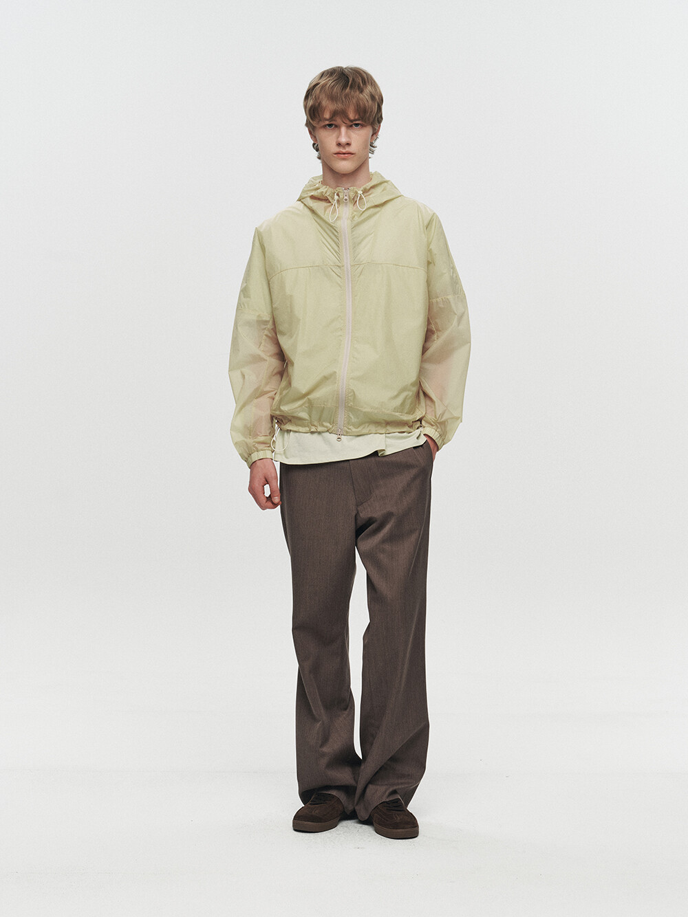 [HEUTE] KADE SHEER HOODED JACKET (YELLOW)