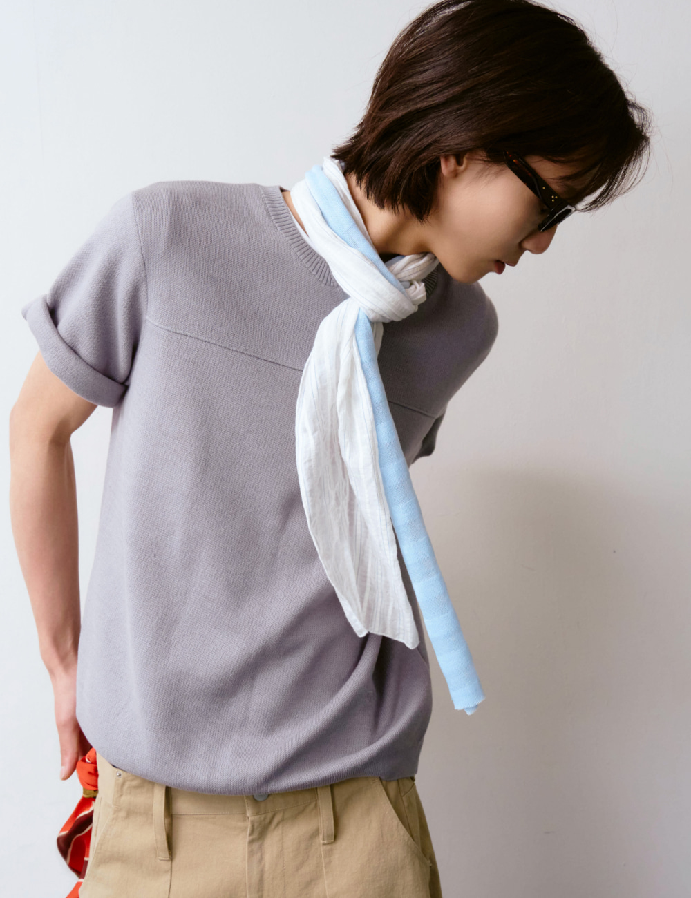 [GEN:RE] Your Way Slit Half Knit Gray