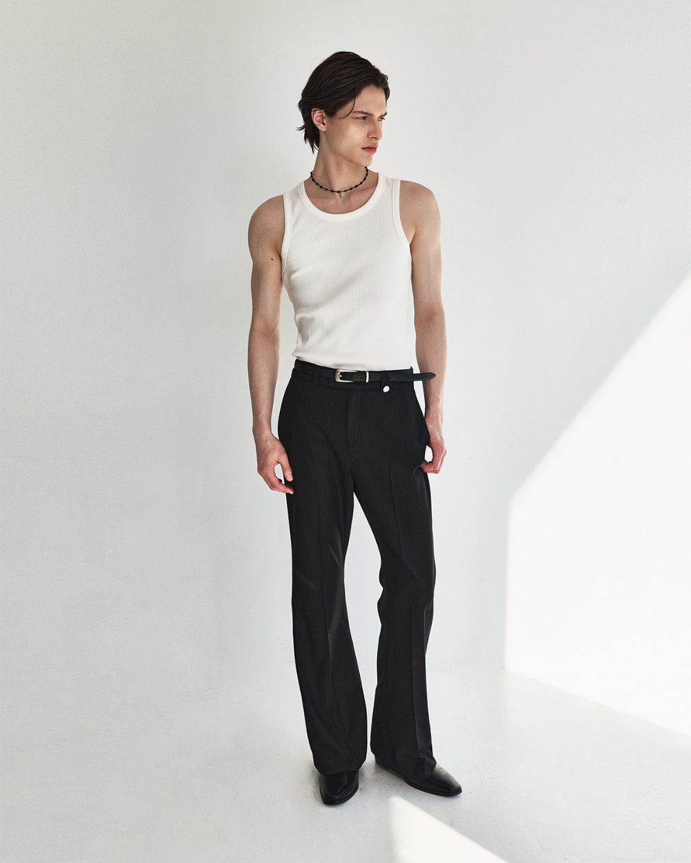 [kineto] Sleek Ribbed Sleeveless Top_White