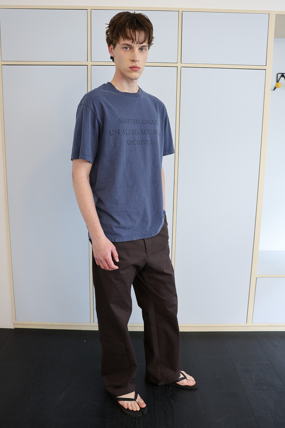 [ANYTIME LOREAK] SEDUM WASHED HALF T-SHIRT - VINTAGE BLUE
