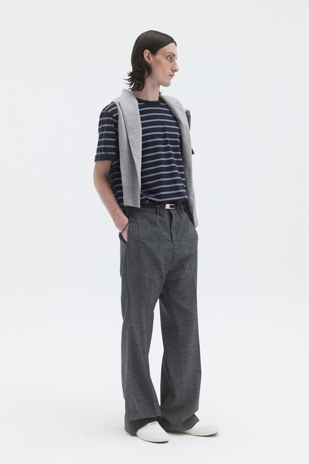 [WINDER] STRIPED COTTON TOP - NAVY