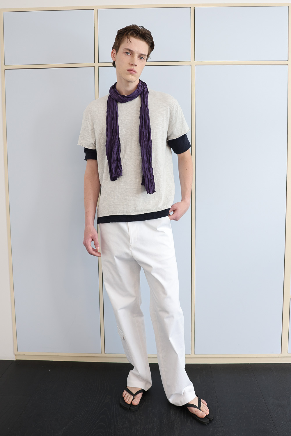 [ANYTIME LOREAK] AGAVE WRINKLE SCARF - PURPLE