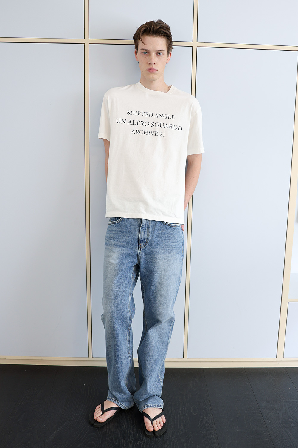 [ANYTIME LOREAK] SEDUM WASHED HALF T-SHIRT - WHITE