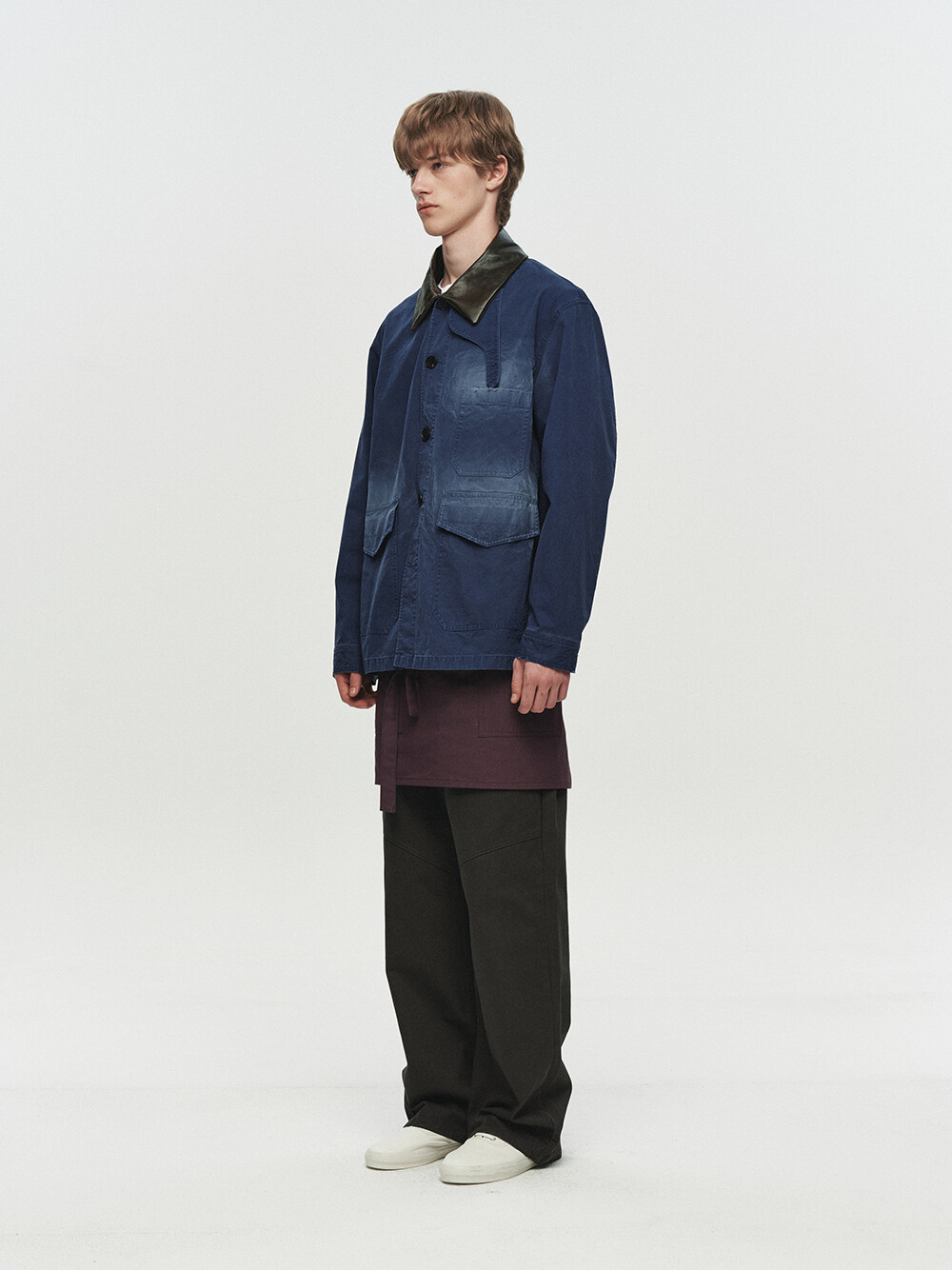 [HEUTE] CONTRAST COLLAR FIELD JACKET (NAVY)