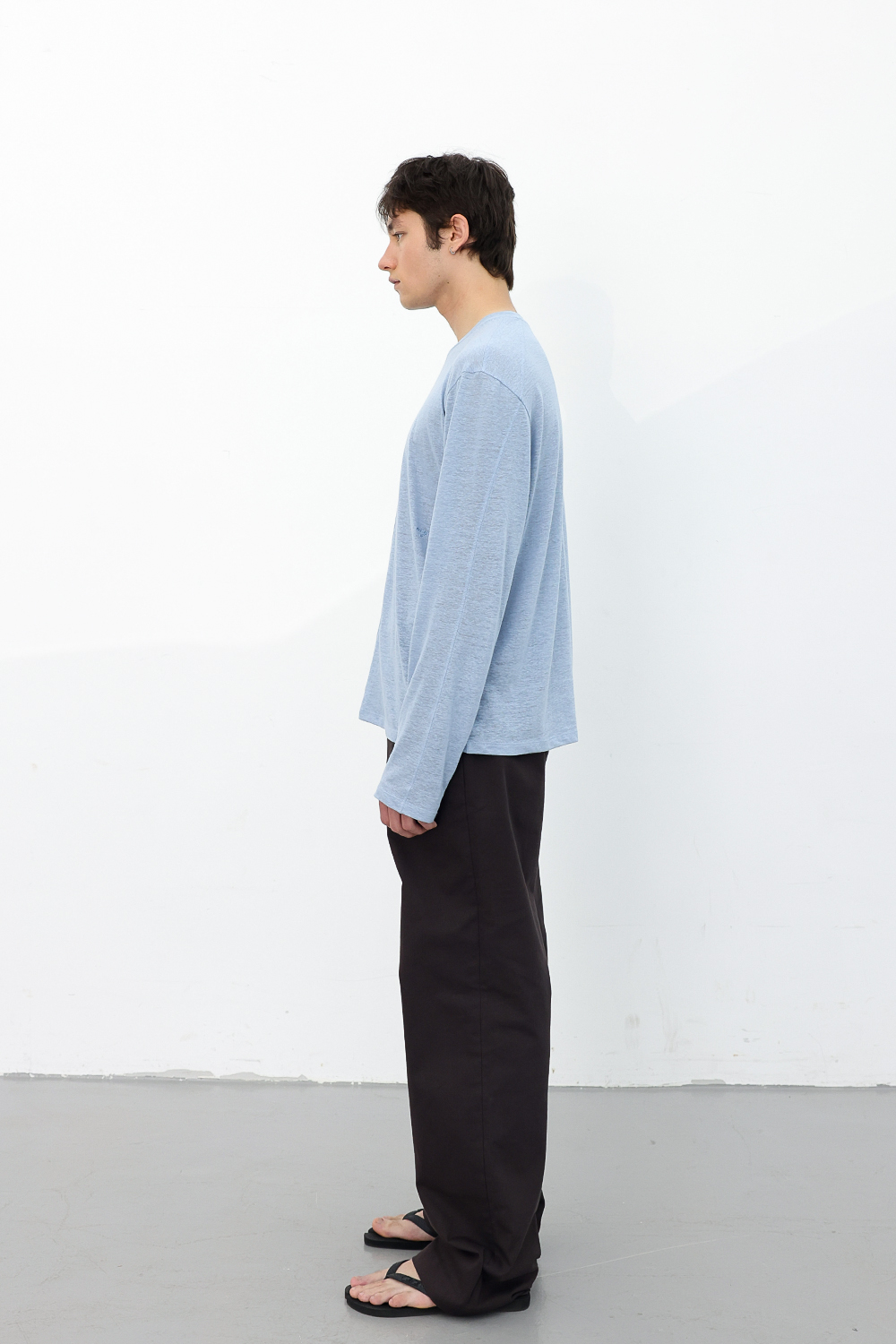[ANYTIME LOREAK] CAMELLIA LAYERED TEE - SKY BLUE/CHARCOAL