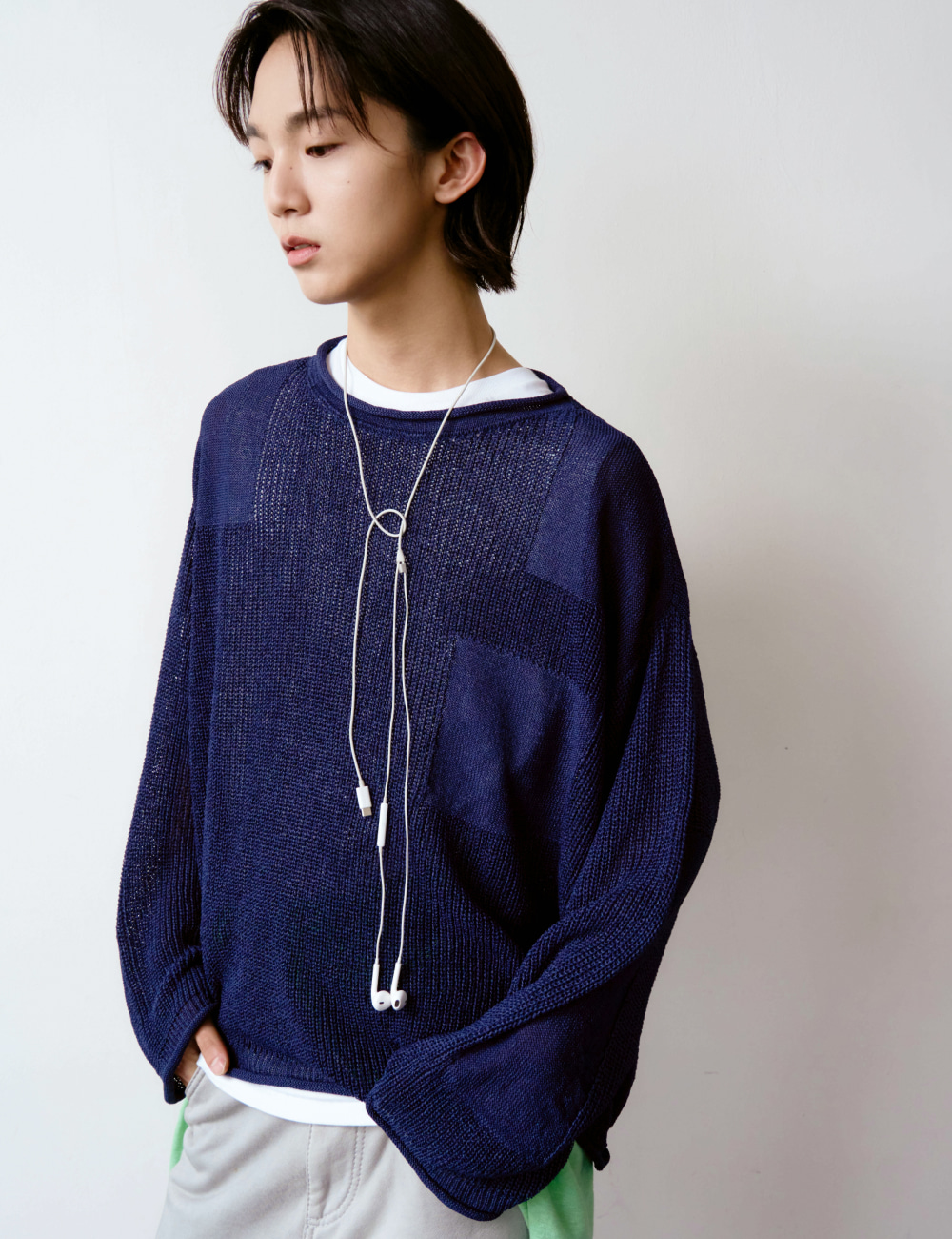 [GEN:RE] Canopy Mesh Knit Navy