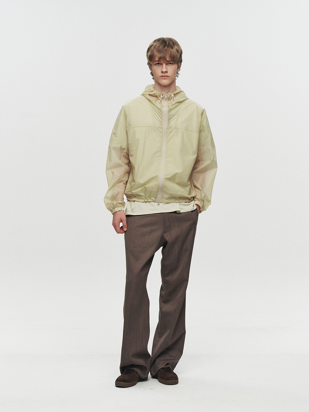 [HEUTE] KADE SHEER HOODED JACKET (YELLOW)