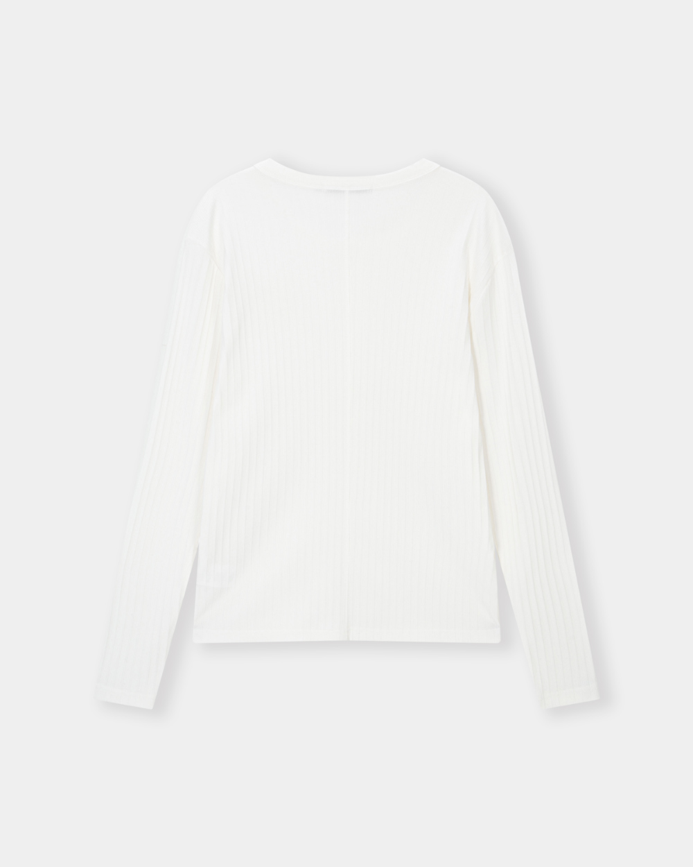 [kineto] Fine Cotton Ribbed Henley Top_White