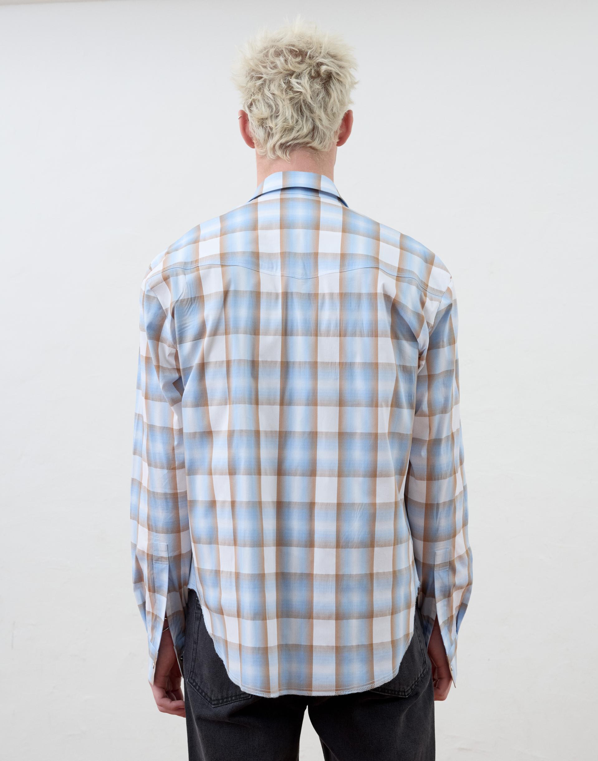 [MOOMYUNG] ‘Keanu’ CHECKED WESTERN SHIRT (SKY BLUE CHECK)