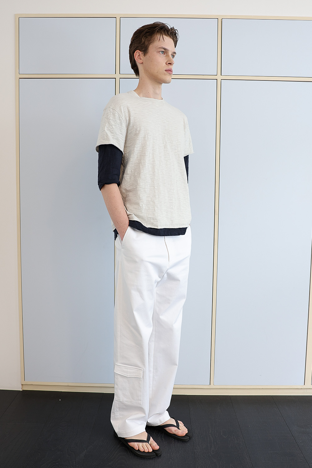[ANYTIME LOREAK] FADE SLUB HALF T-SHIRT - OATMEAL