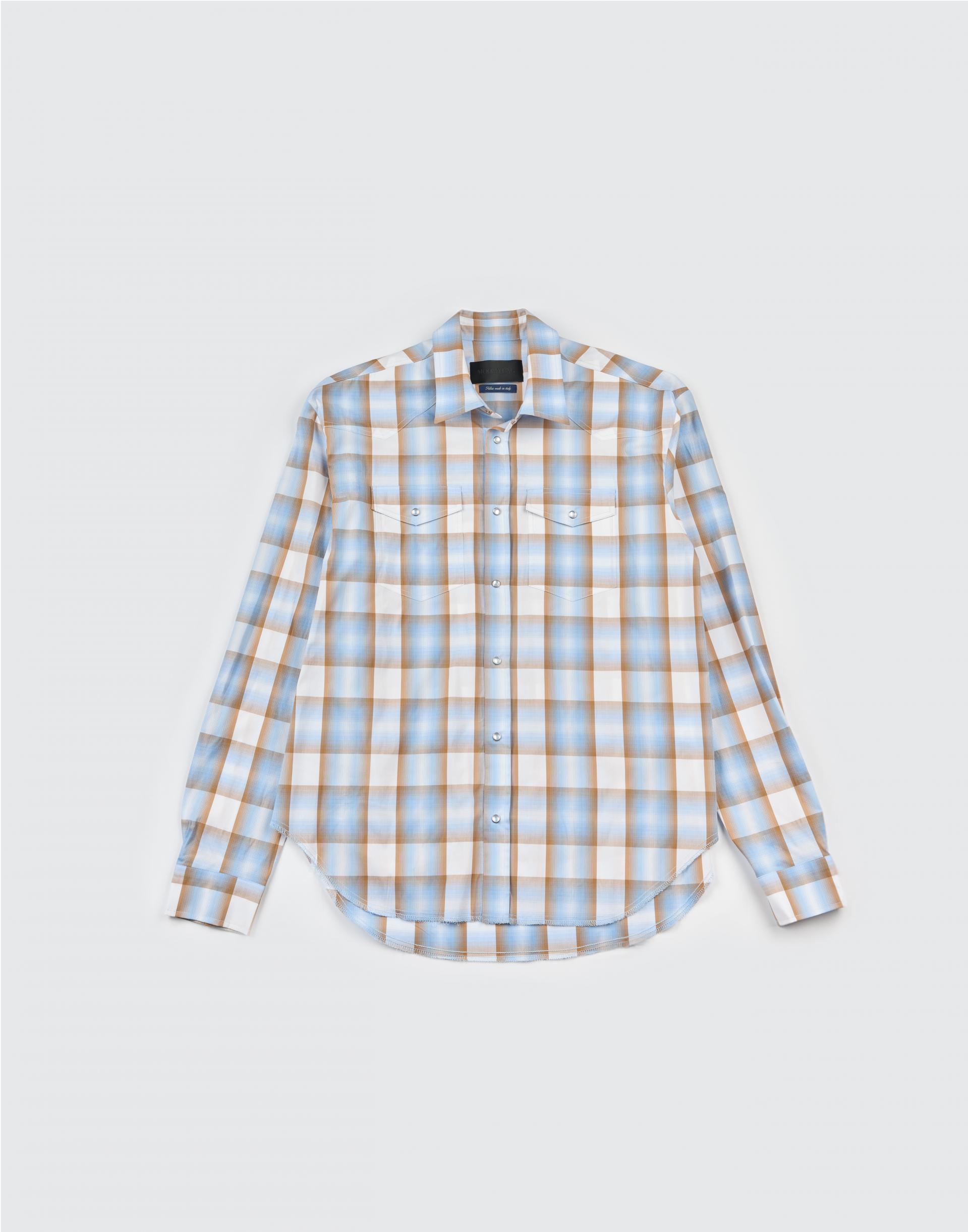 [MOOMYUNG] ‘Keanu’ CHECKED WESTERN SHIRT (SKY BLUE CHECK)