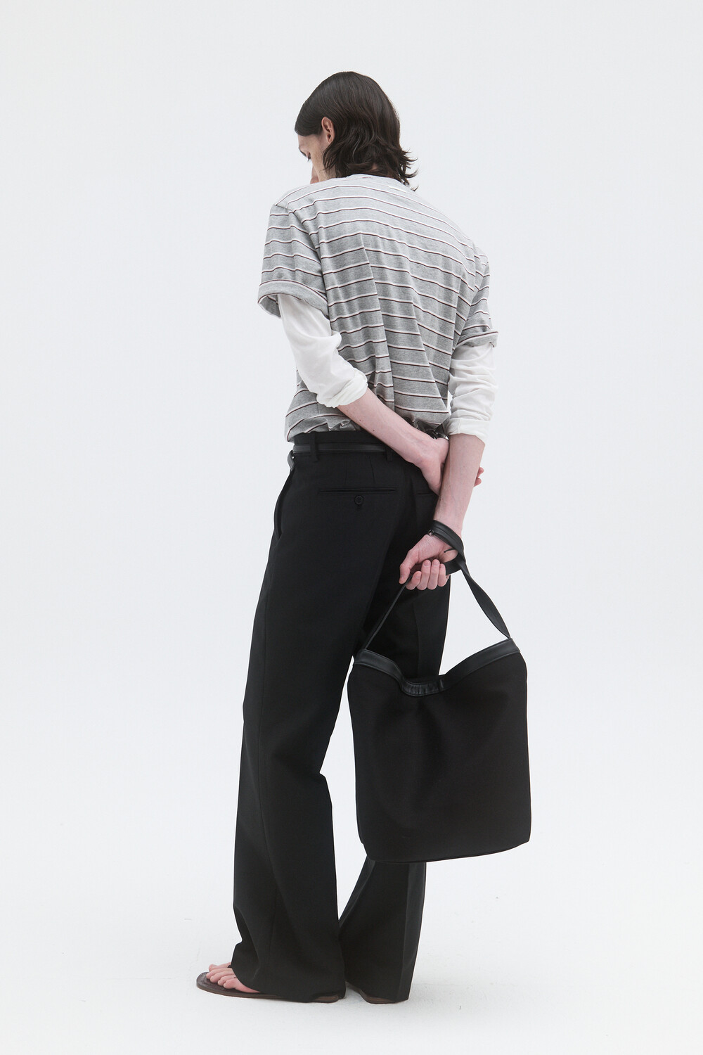 [WINDER] STRIPED COTTON TOP - BROWN / MELANGE