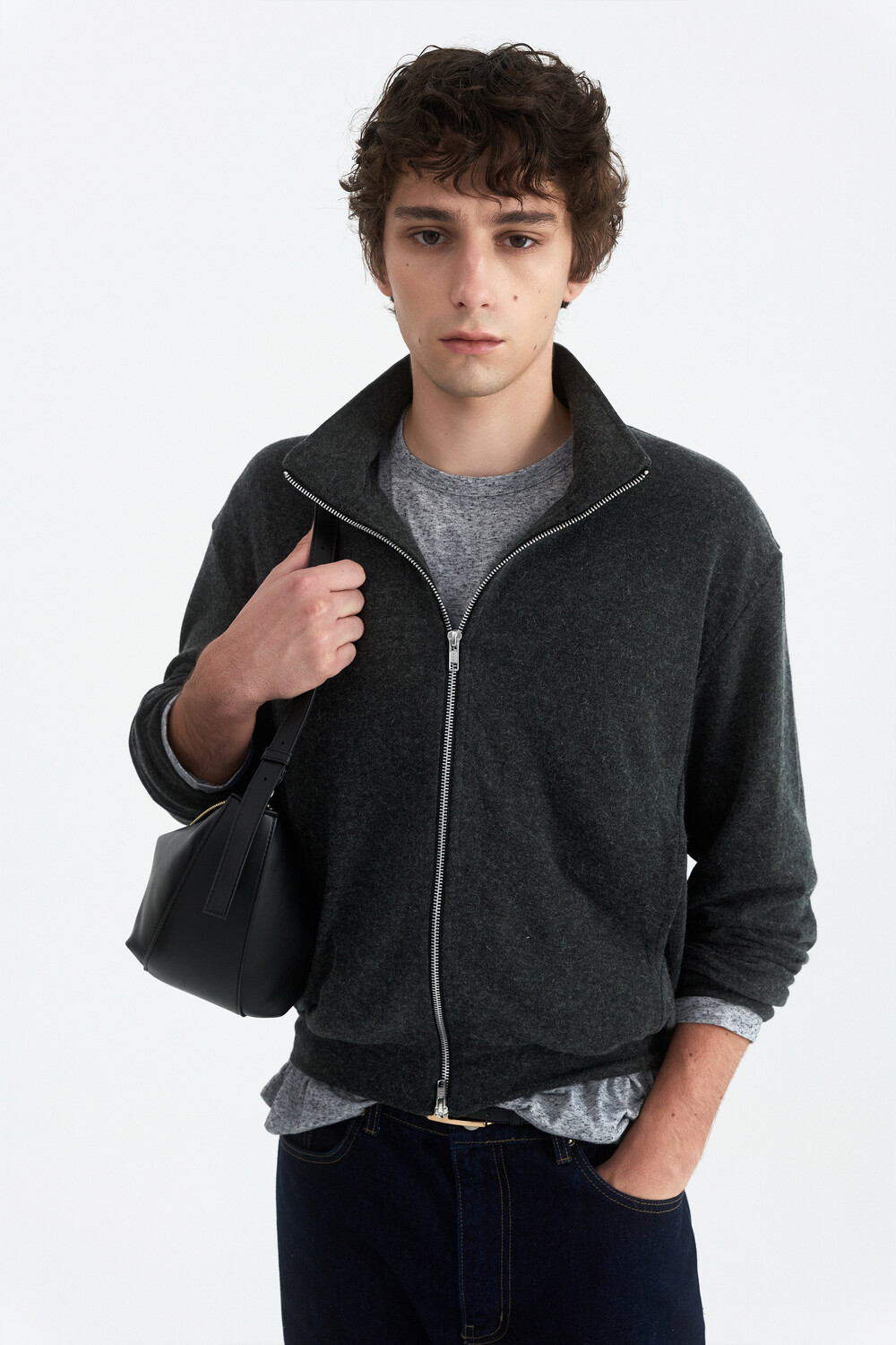 [WINDER] WOOL JERSEY TRACK JACKET - CHARCOAL