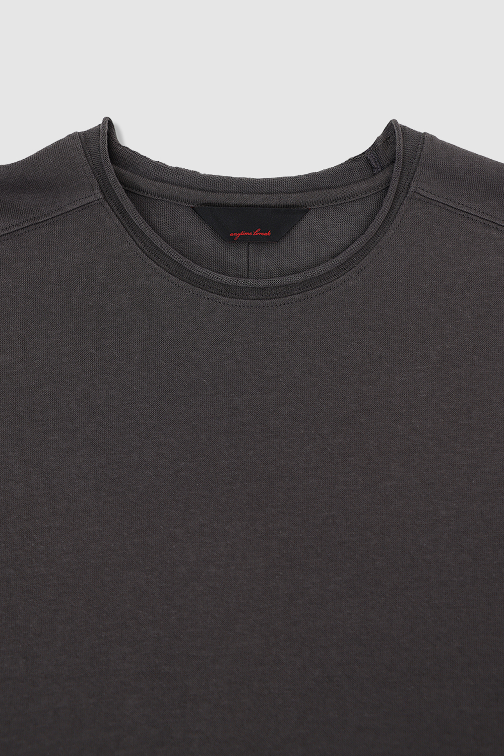 [ANYTIME LOREAK] YUCCA RAW-EDGE HALF KNIT -CHARCOAL