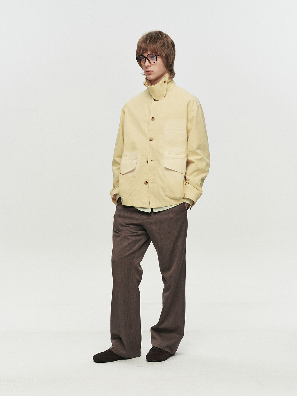 [HEUTE] CONTRAST COLLAR FIELD JACKET (YELLOW)