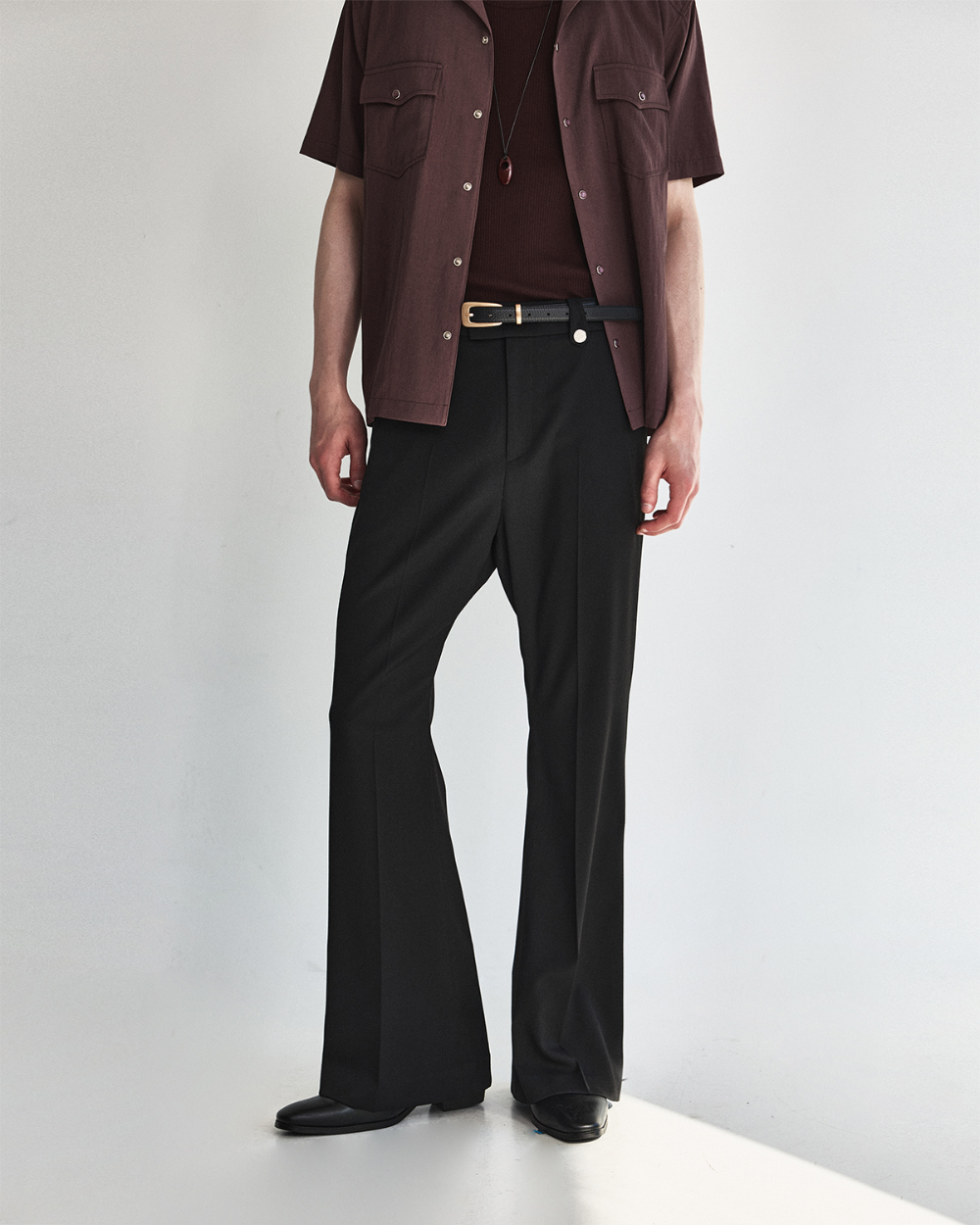 [kineto] Lustre Relaxed Wool Flare Pants_Black