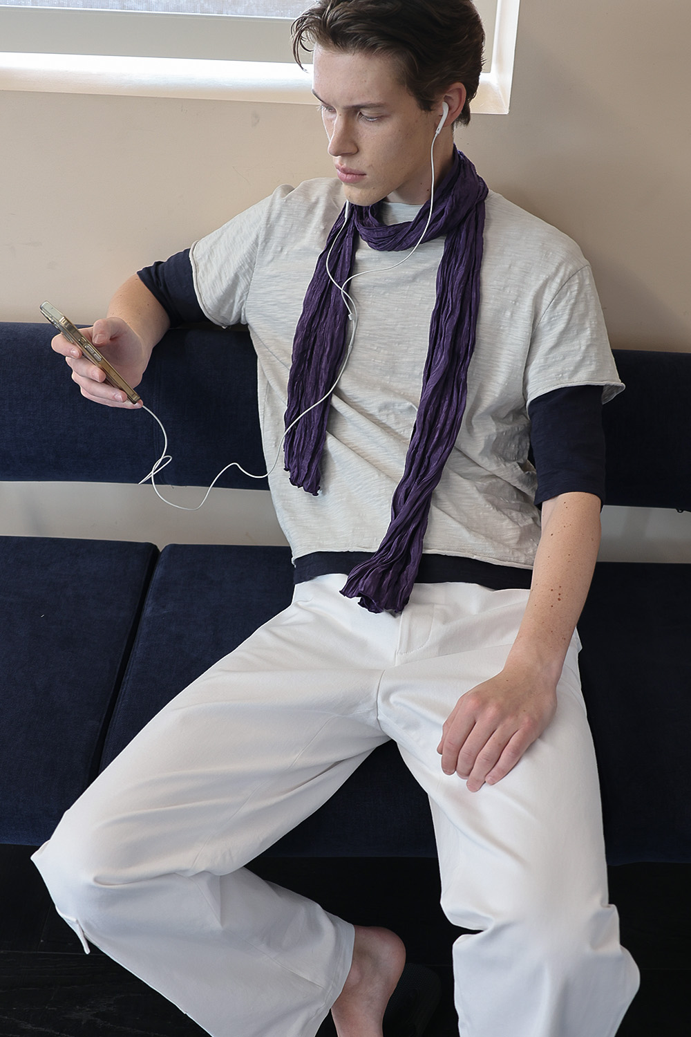 [ANYTIME LOREAK] AGAVE WRINKLE SCARF - PURPLE