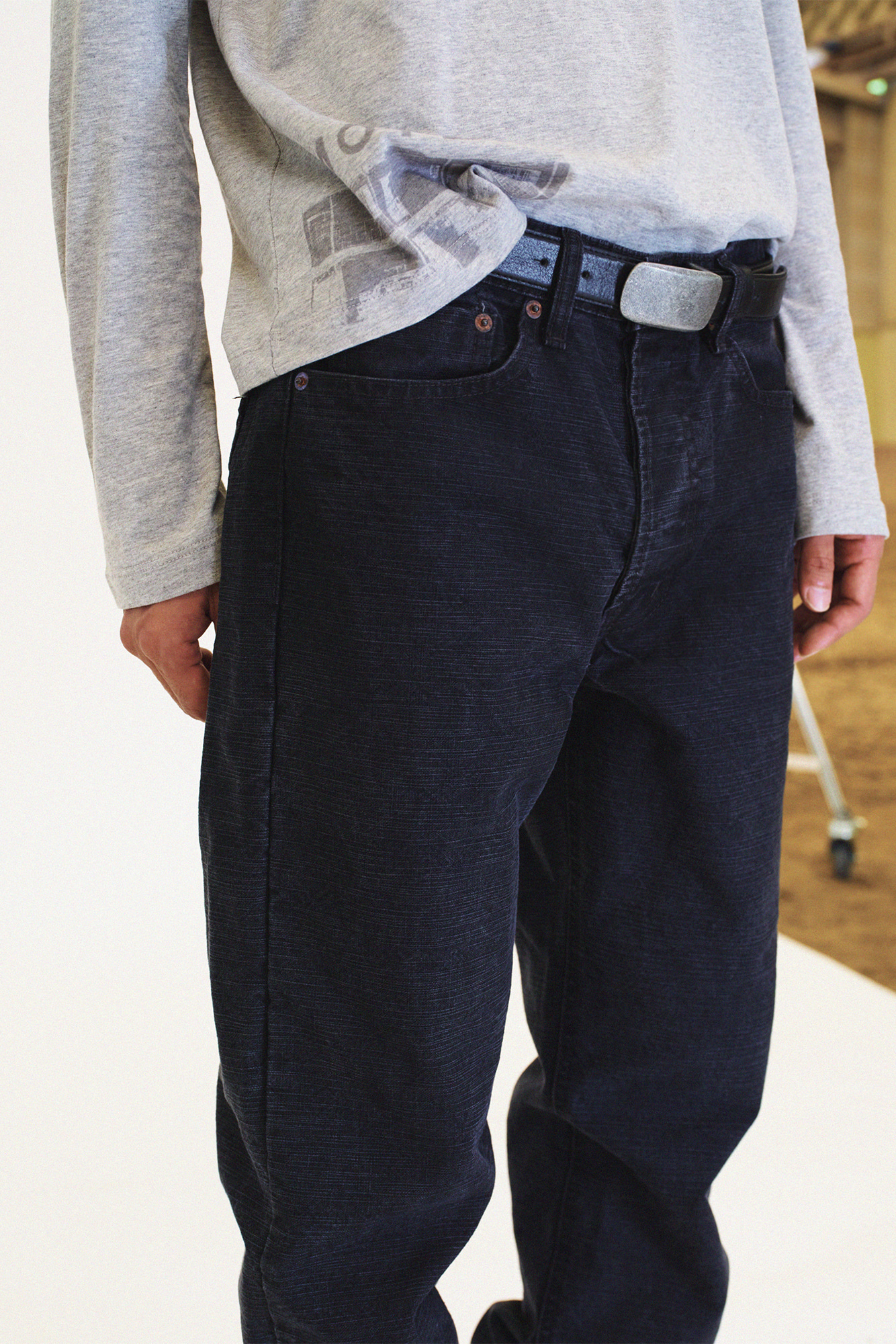 [SURFACE EDITION] HARD SLUB STRAIGHT PANTS CHARCOAL