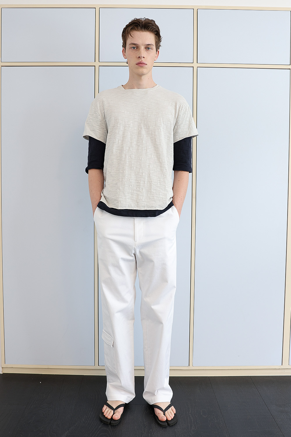 [ANYTIME LOREAK] FADE SLUB HALF T-SHIRT - OATMEAL