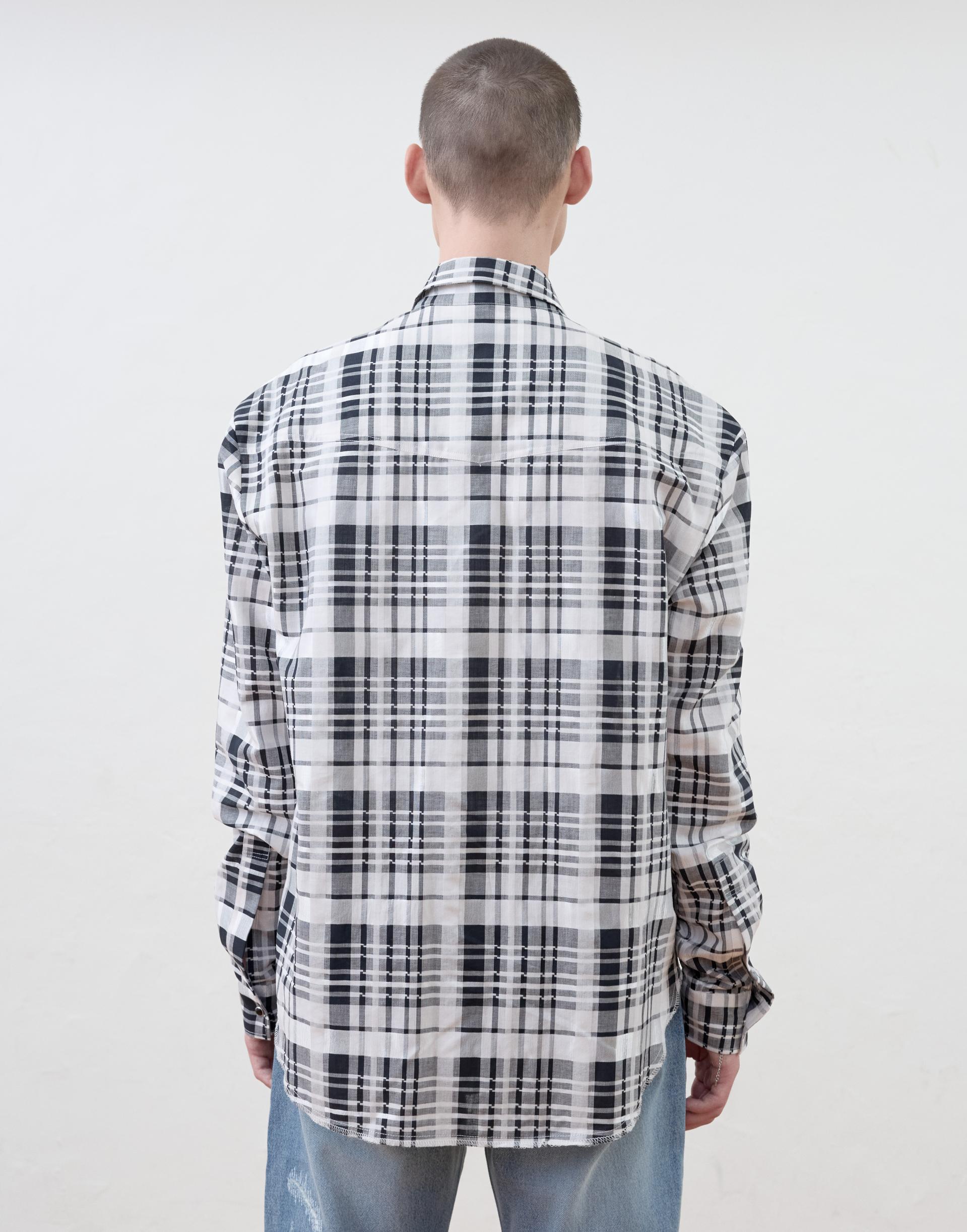 [MOOMYUNG] ‘Keanu’ CHECKED WESTERN SHIRT (WHITE & BLACK CHECK)