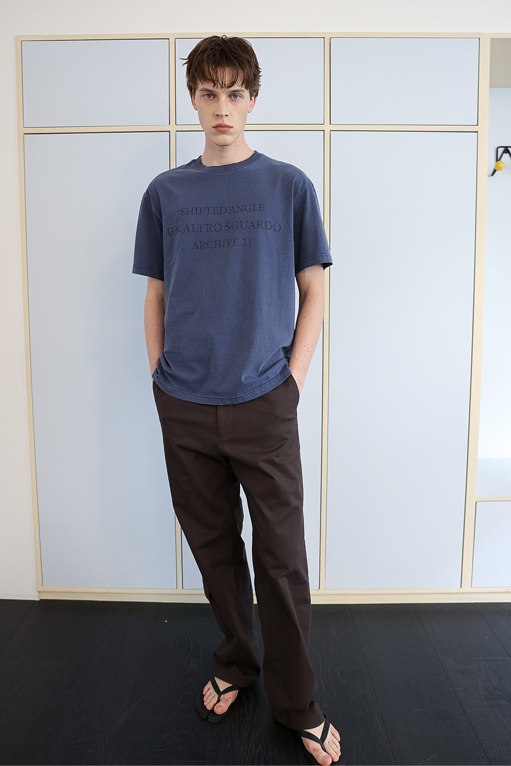[ANYTIME LOREAK] SEDUM WASHED HALF T-SHIRT - VINTAGE BLUE
