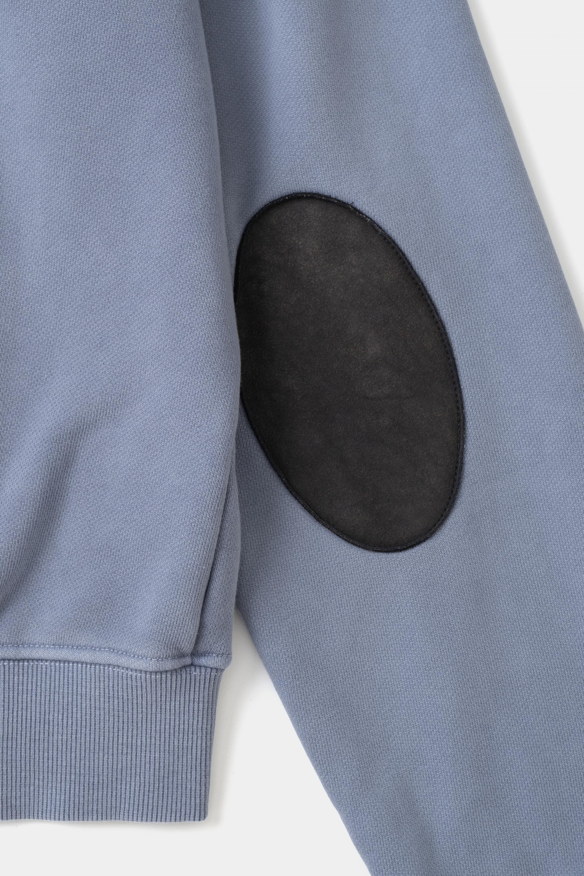 [KANGJUNGSEOK] LEATHER PATCH SWEAT SHIRTS,Navy