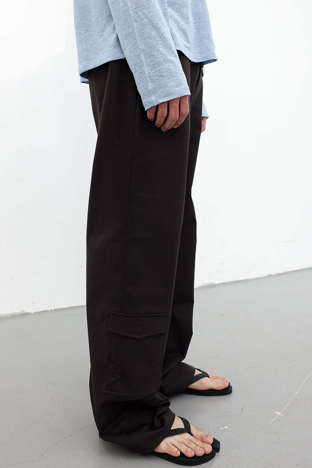 [ANYTIME LOREAK] POPPY WIDE COTTON PANTS - BROWN