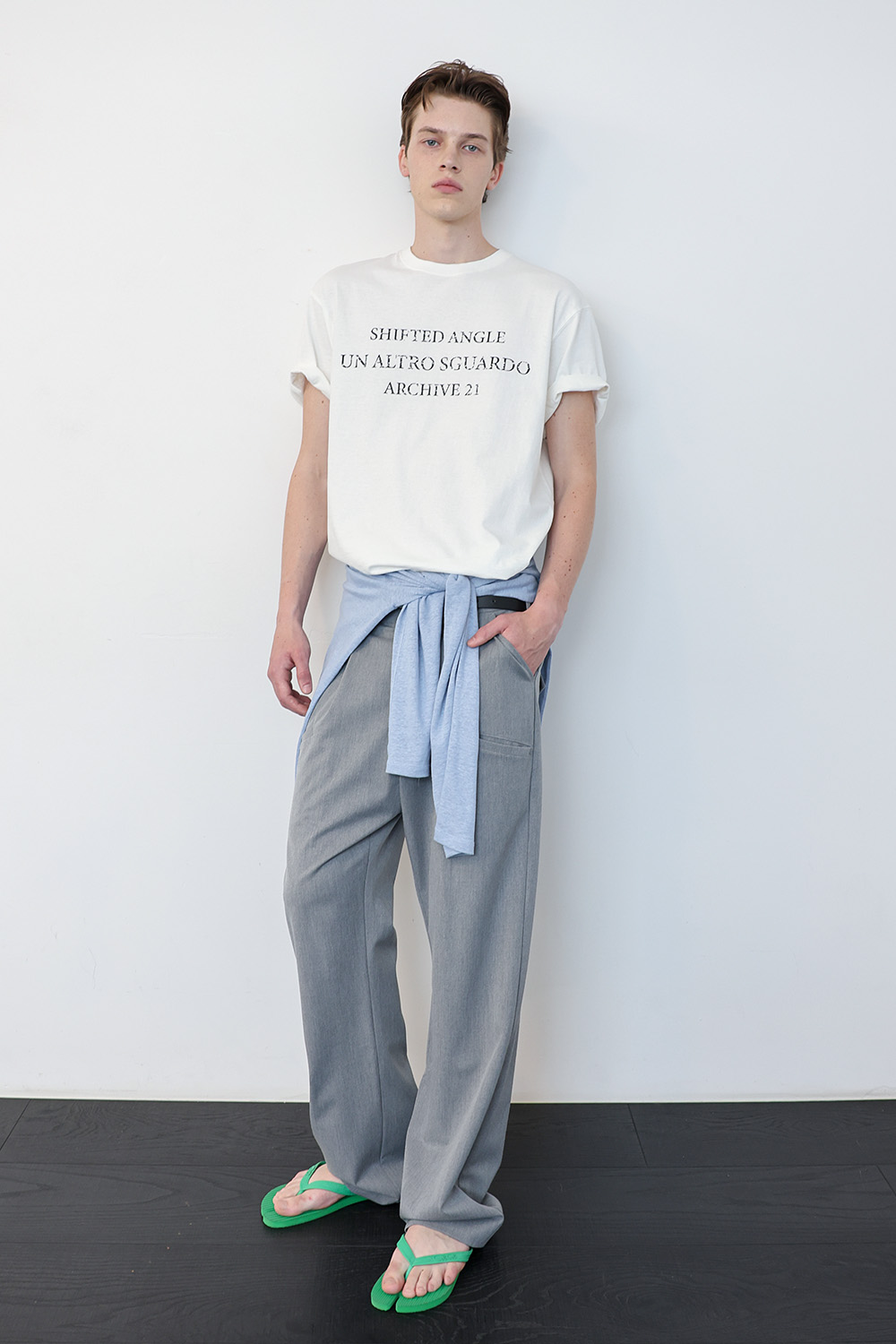 [ANYTIME LOREAK] SEDUM WASHED HALF T-SHIRT - WHITE