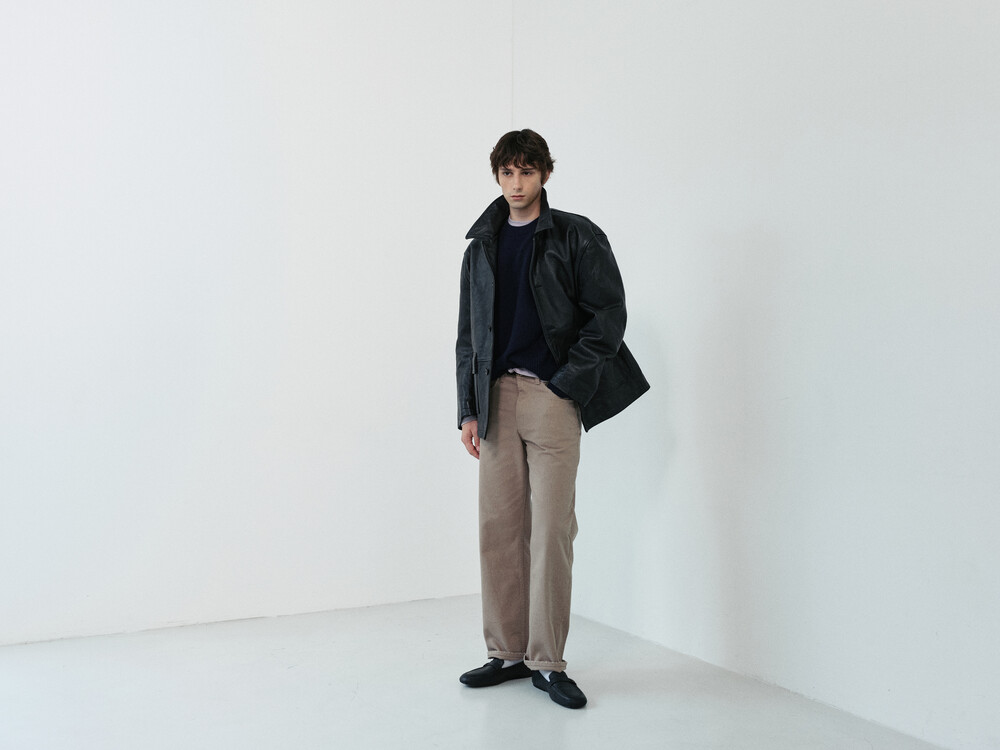 [WINDER] DISTRESSED REGULAR-FIT COTTON PANTS - BEIGE