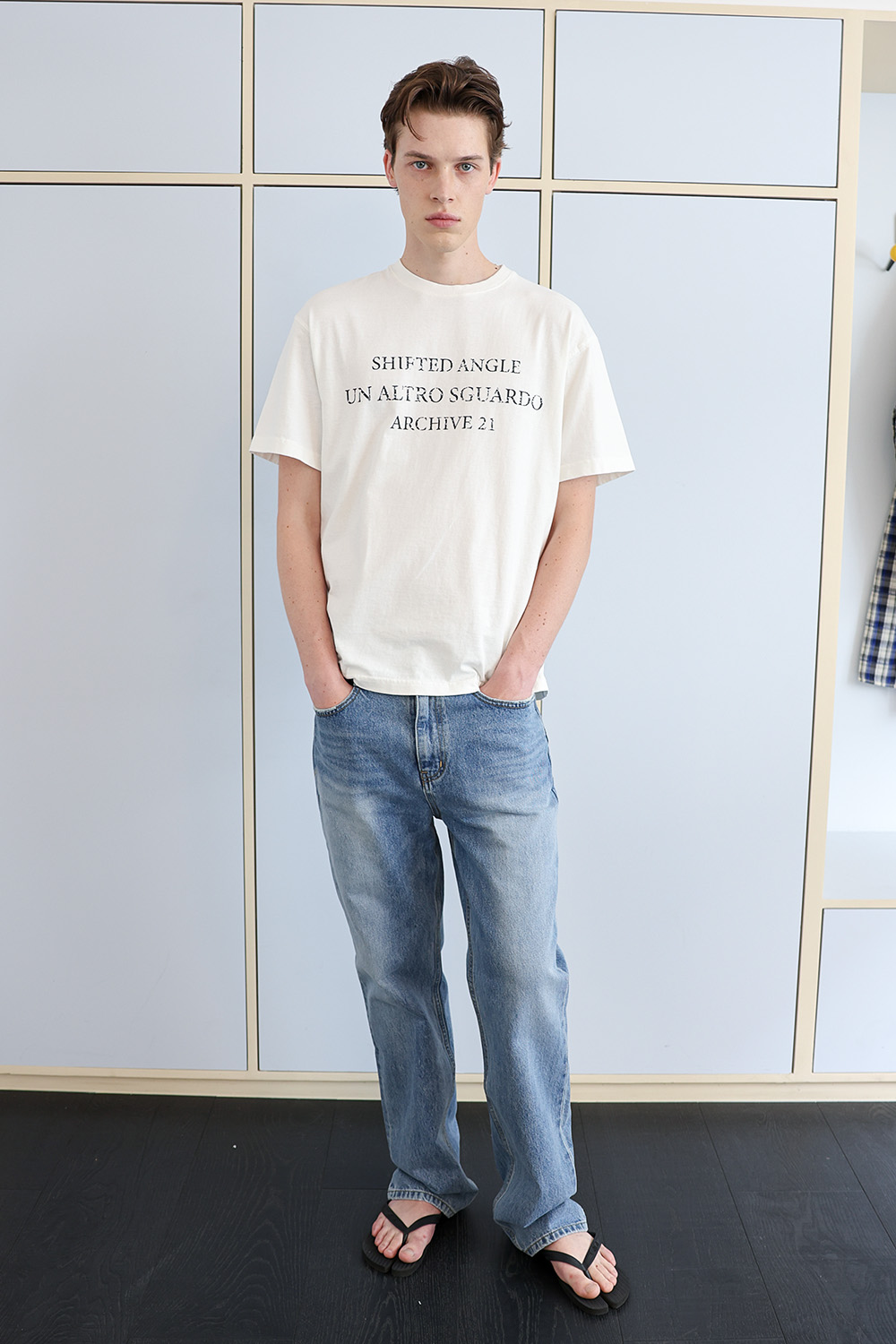 [ANYTIME LOREAK] SEDUM WASHED HALF T-SHIRT - WHITE