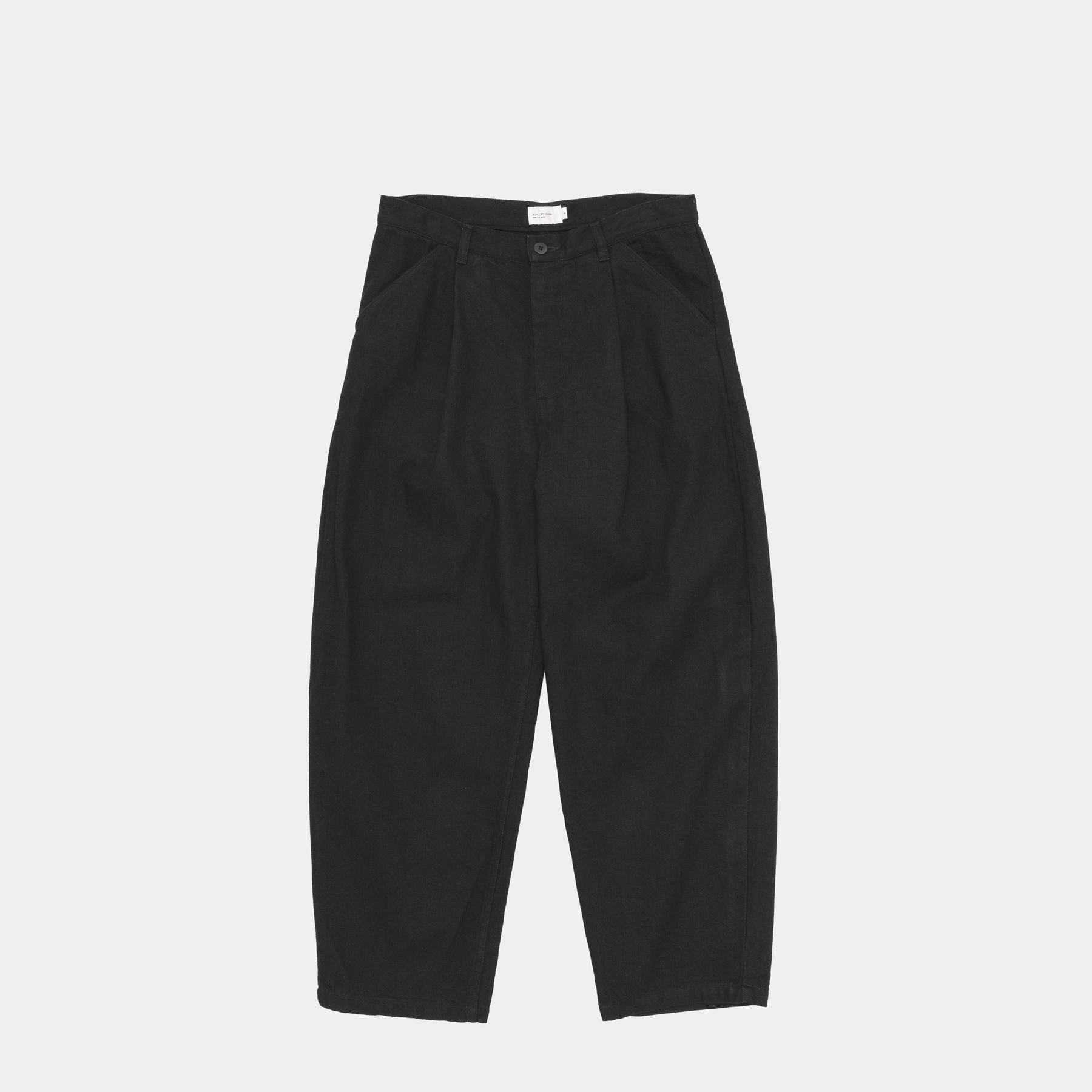 [STILL BY HAND] DN01263OS- 12oz denim deep tuck pants BLACK
