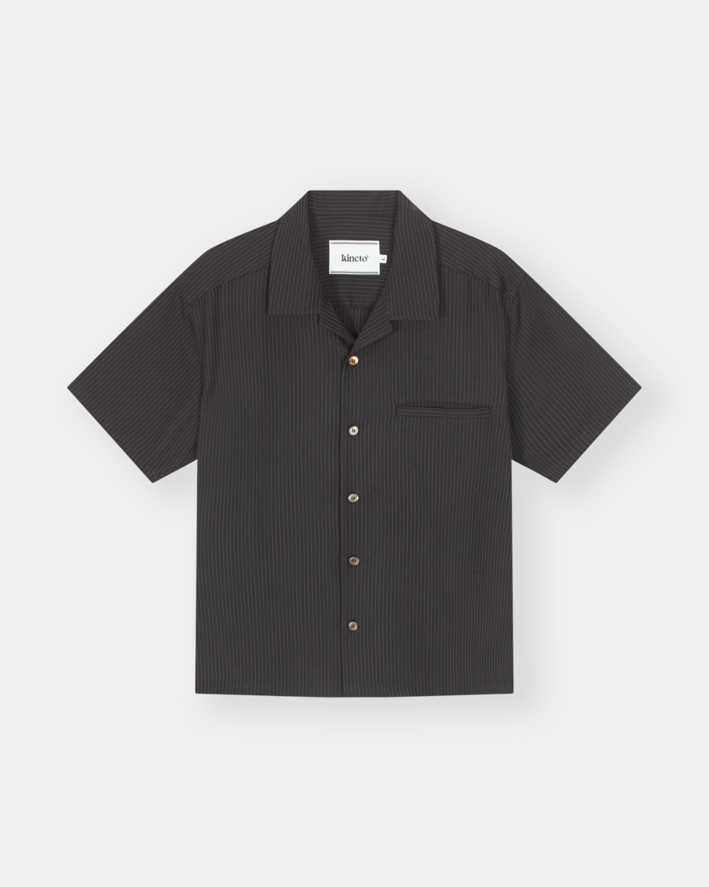 [kineto] Refined Wool Stripe Shirt_Dark Brown