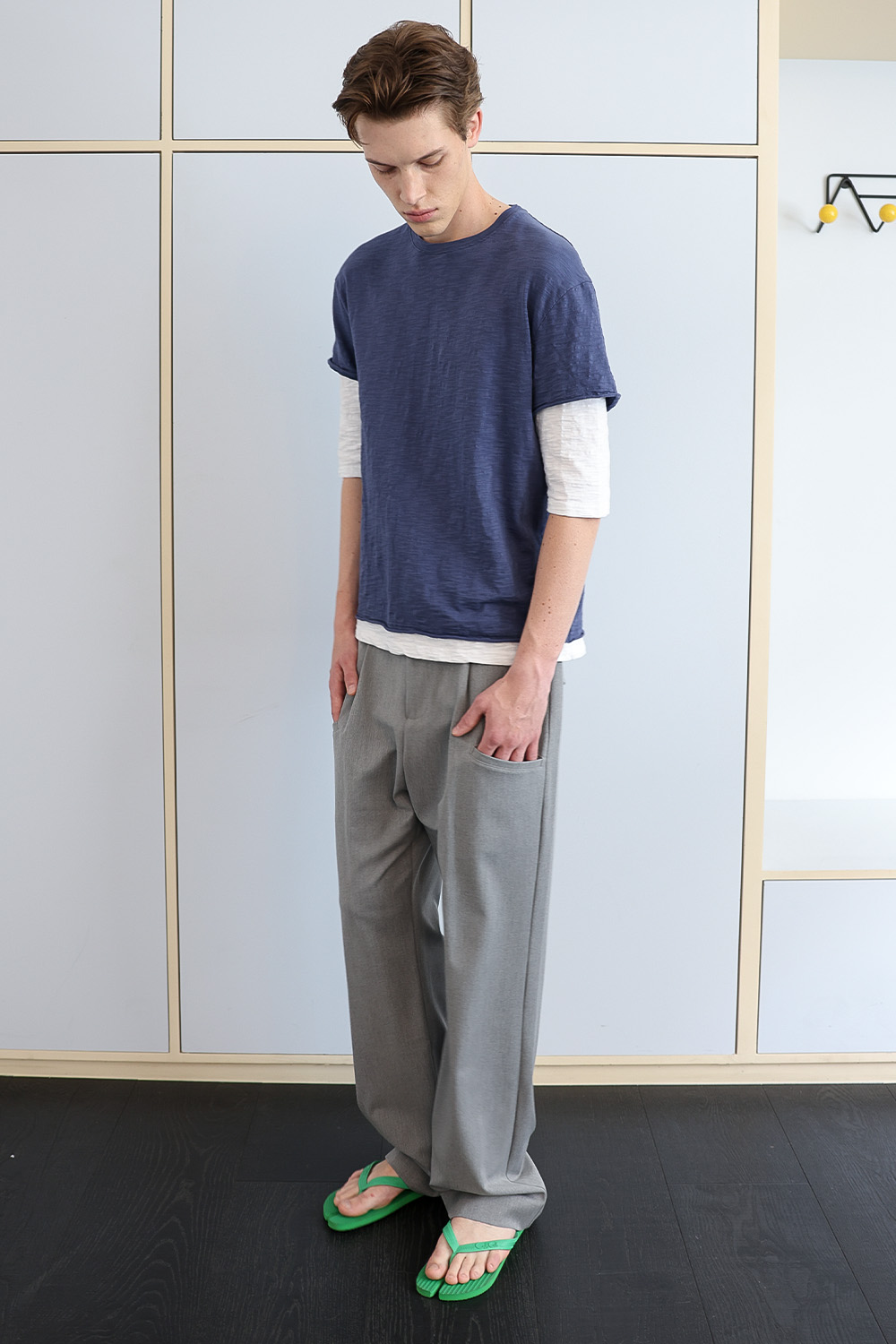 [ANYTIME LOREAK] FADE SLUB HALF T-SHIRT - VINTAGE BLUE