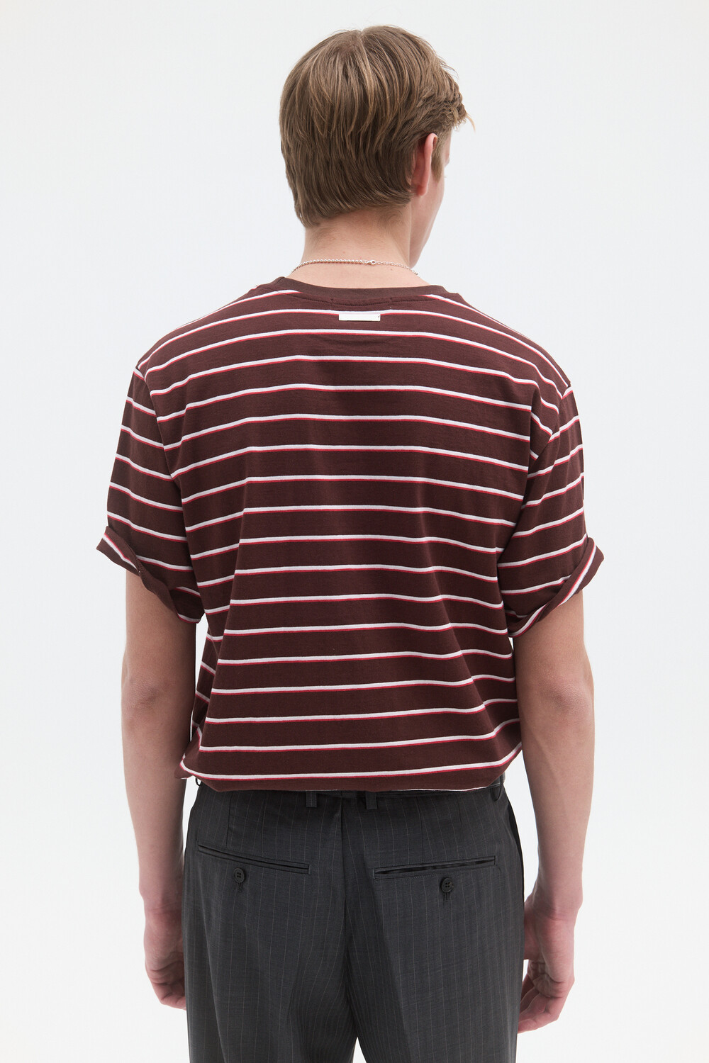 [WINDER] STRIPED COTTON TOP - BURGUNDY BROWN