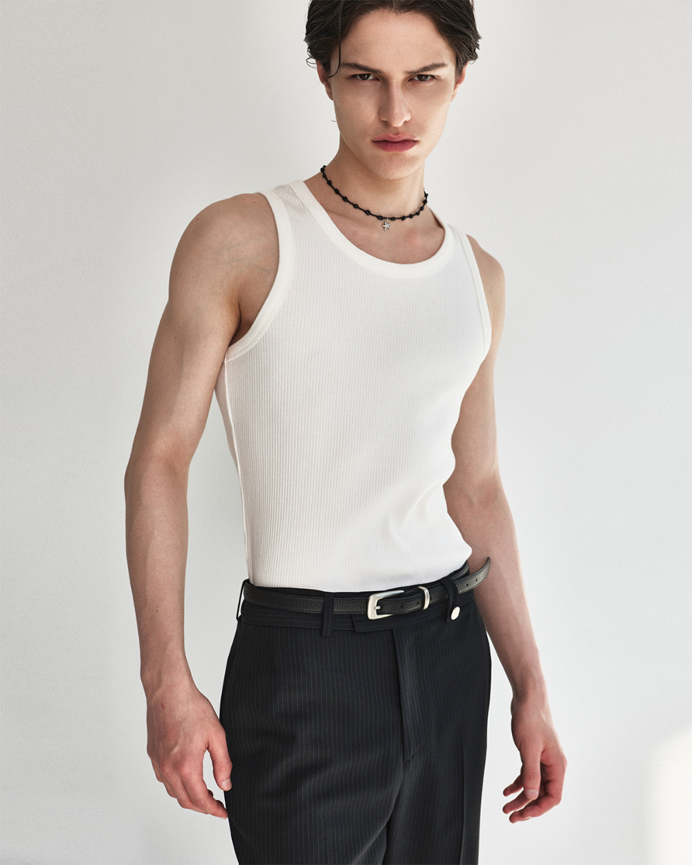 [kineto] Sleek Ribbed Sleeveless Top_White