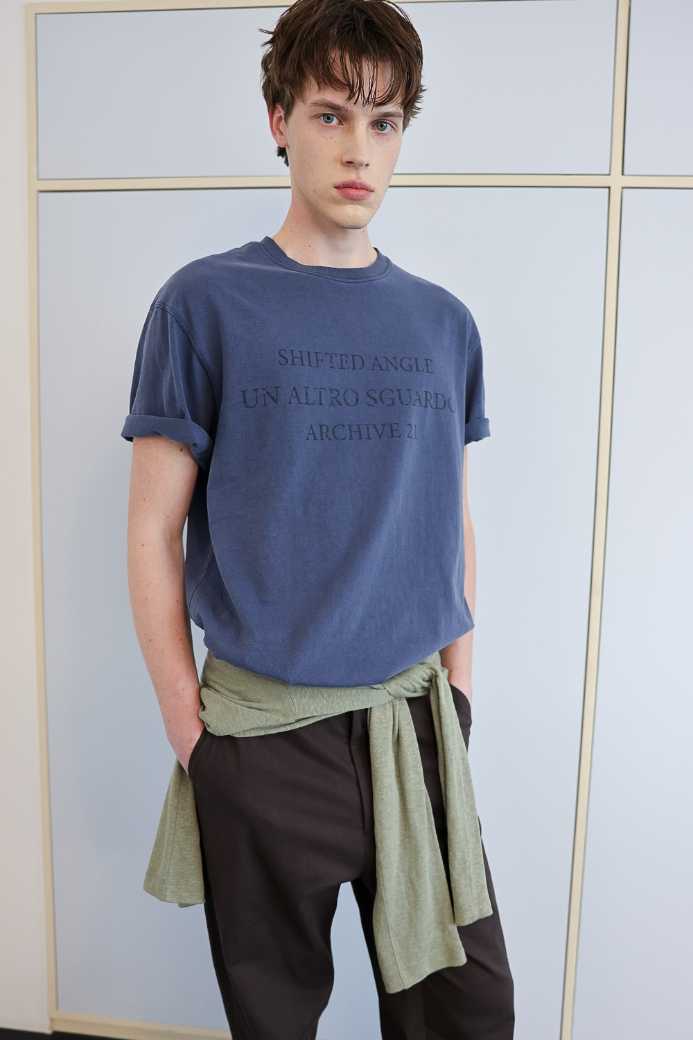 [ANYTIME LOREAK] SEDUM WASHED HALF T-SHIRT - VINTAGE BLUE