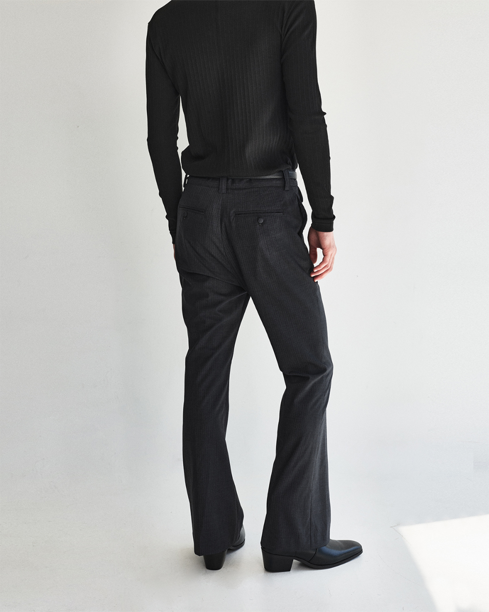 [kineto] Pin Stripe Wool Flare Pants_Grey