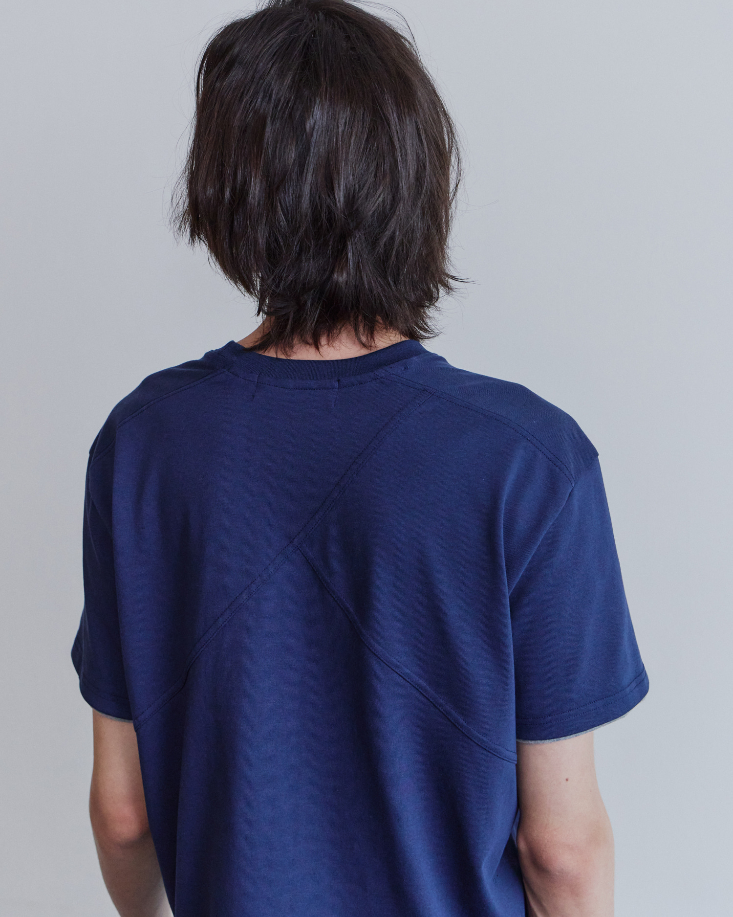 [WAVINESS] Stripe Layered T-shirts - Navy