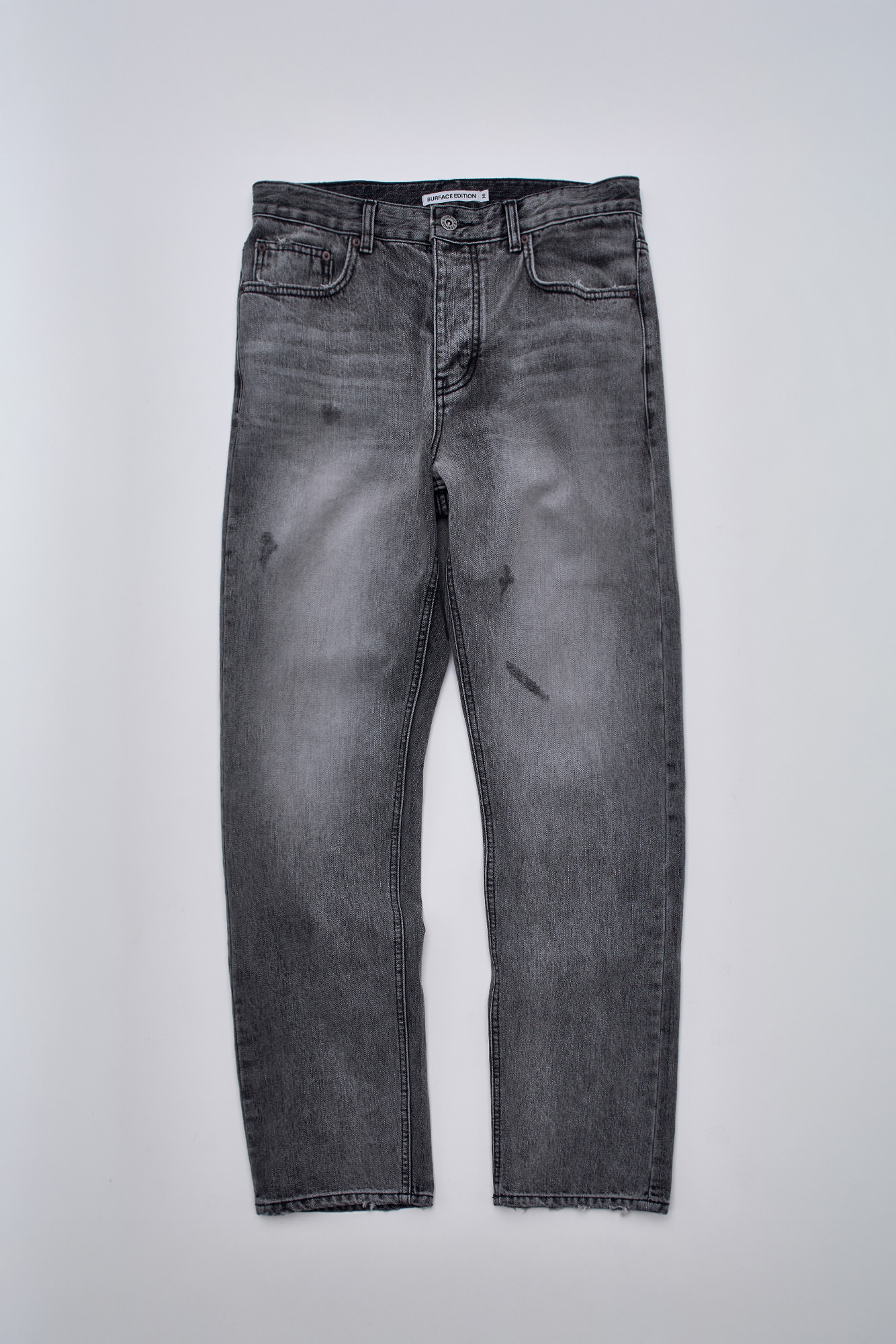 [SURFACE EDITION] STAIN STRAIGHT DENIM PANTS GRAY