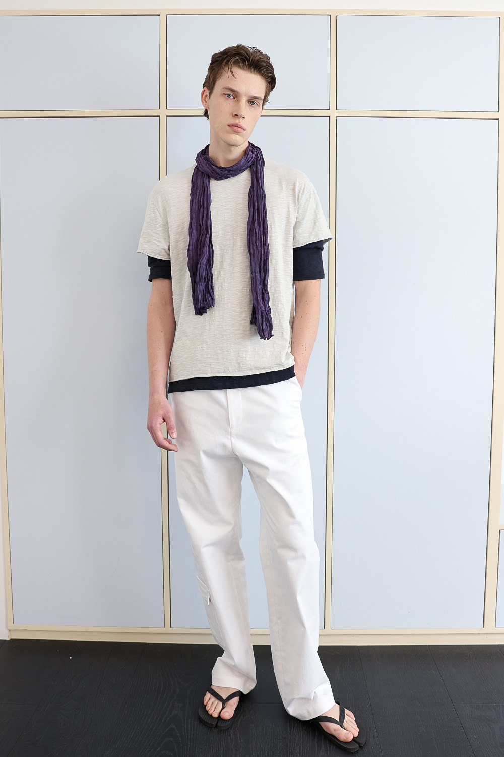 [ANYTIME LOREAK] FADE SLUB HALF T-SHIRT - OATMEAL