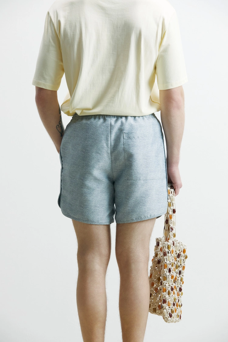 [MOOMYUNG] JERSEY-PRINT SATIN SHORTS (GREY)