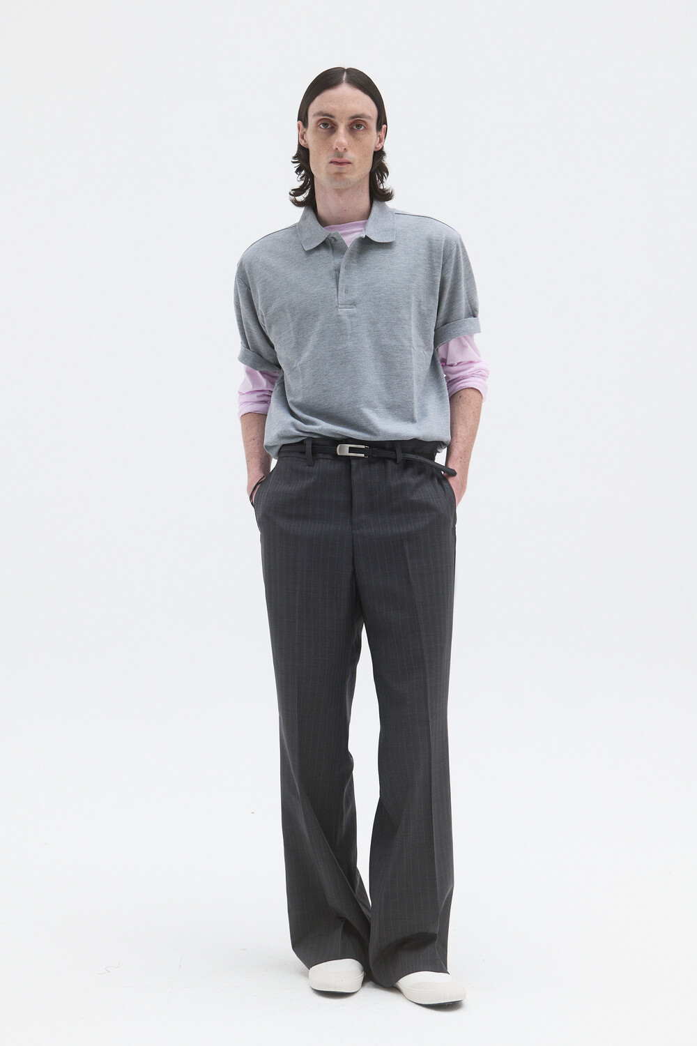 [WINDER] CLASSIC PIQUE TOP - MELANGE GREY