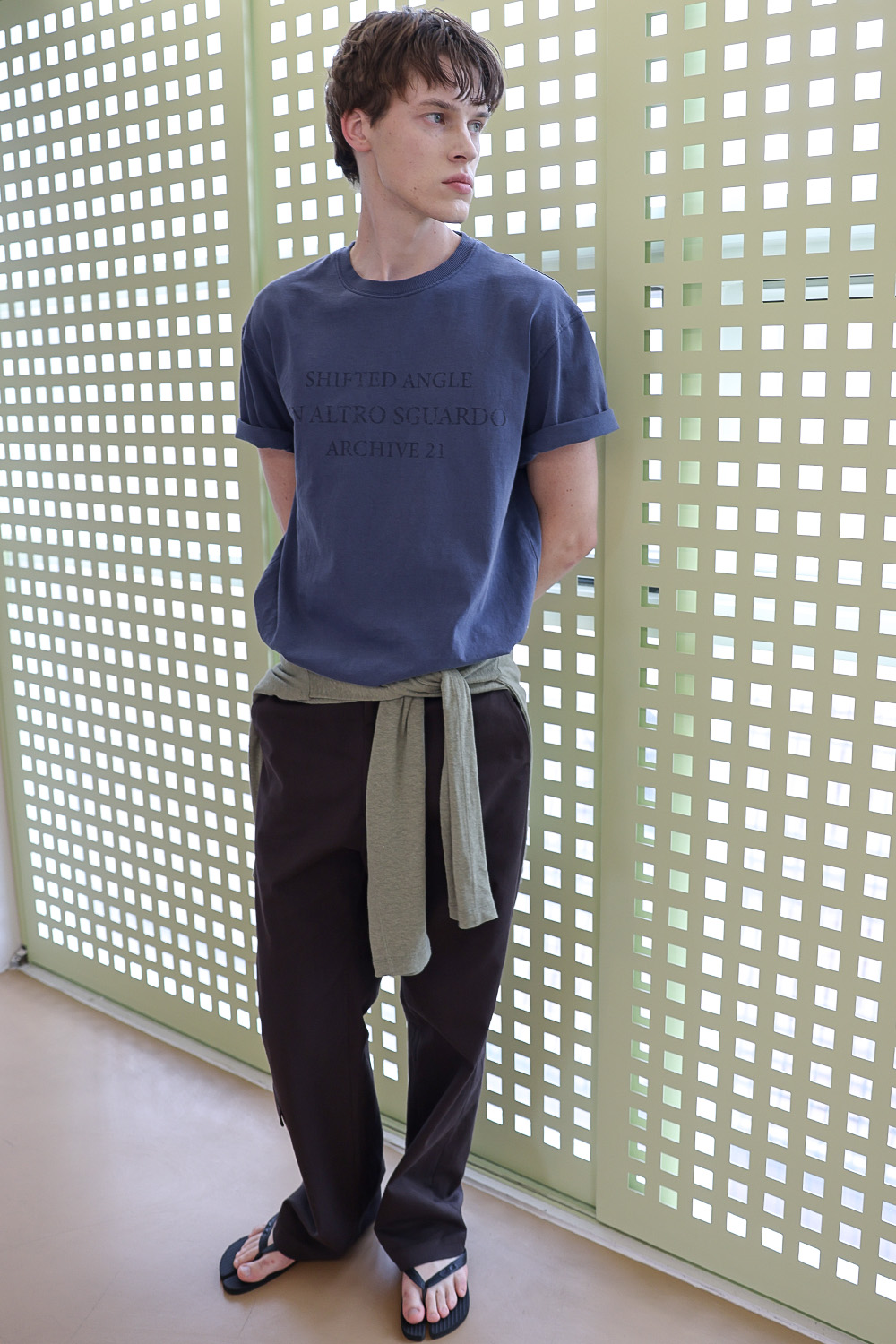 [ANYTIME LOREAK] SEDUM WASHED HALF T-SHIRT - VINTAGE BLUE