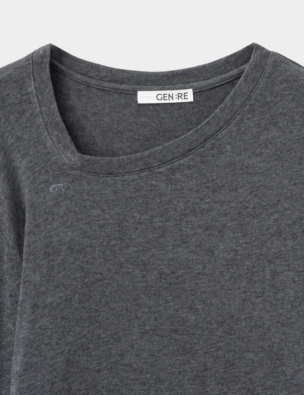 [GEN:RE] Pinched Neck Cut and Sew Wool Knit Charcoal