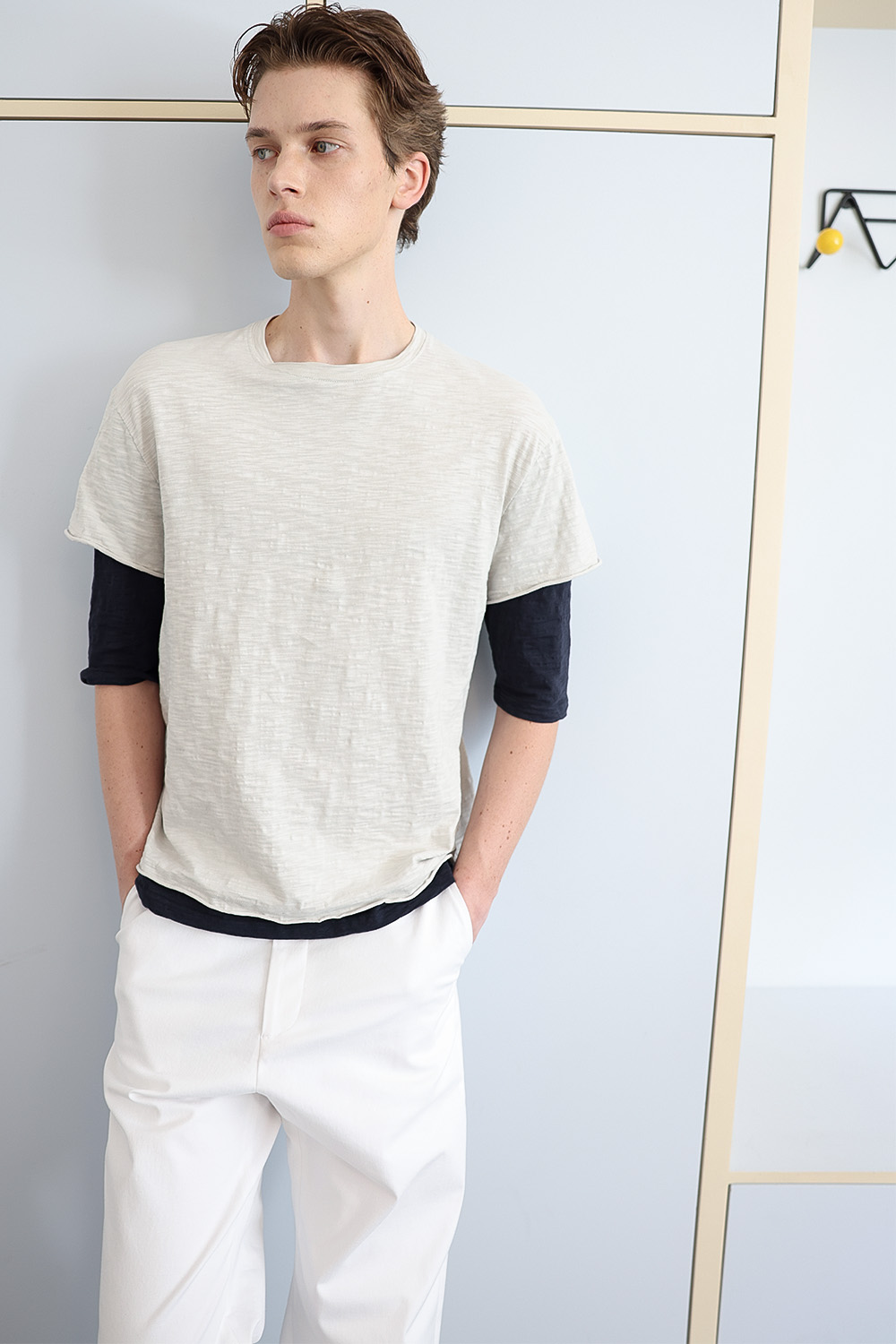 [ANYTIME LOREAK] FADE SLUB HALF T-SHIRT - OATMEAL