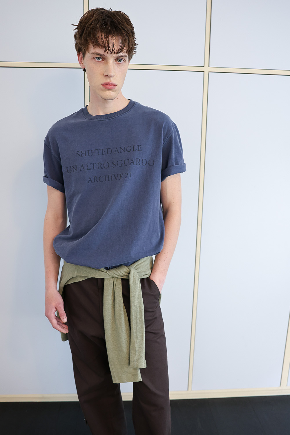 [ANYTIME LOREAK] SEDUM WASHED HALF T-SHIRT - VINTAGE BLUE
