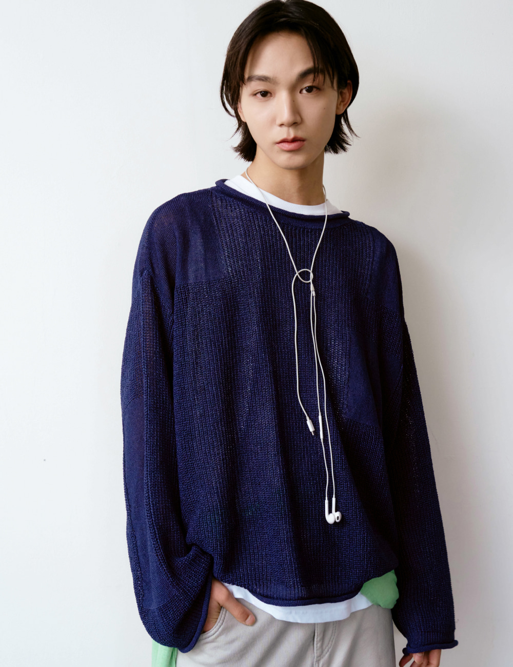 [GEN:RE] Canopy Mesh Knit Navy