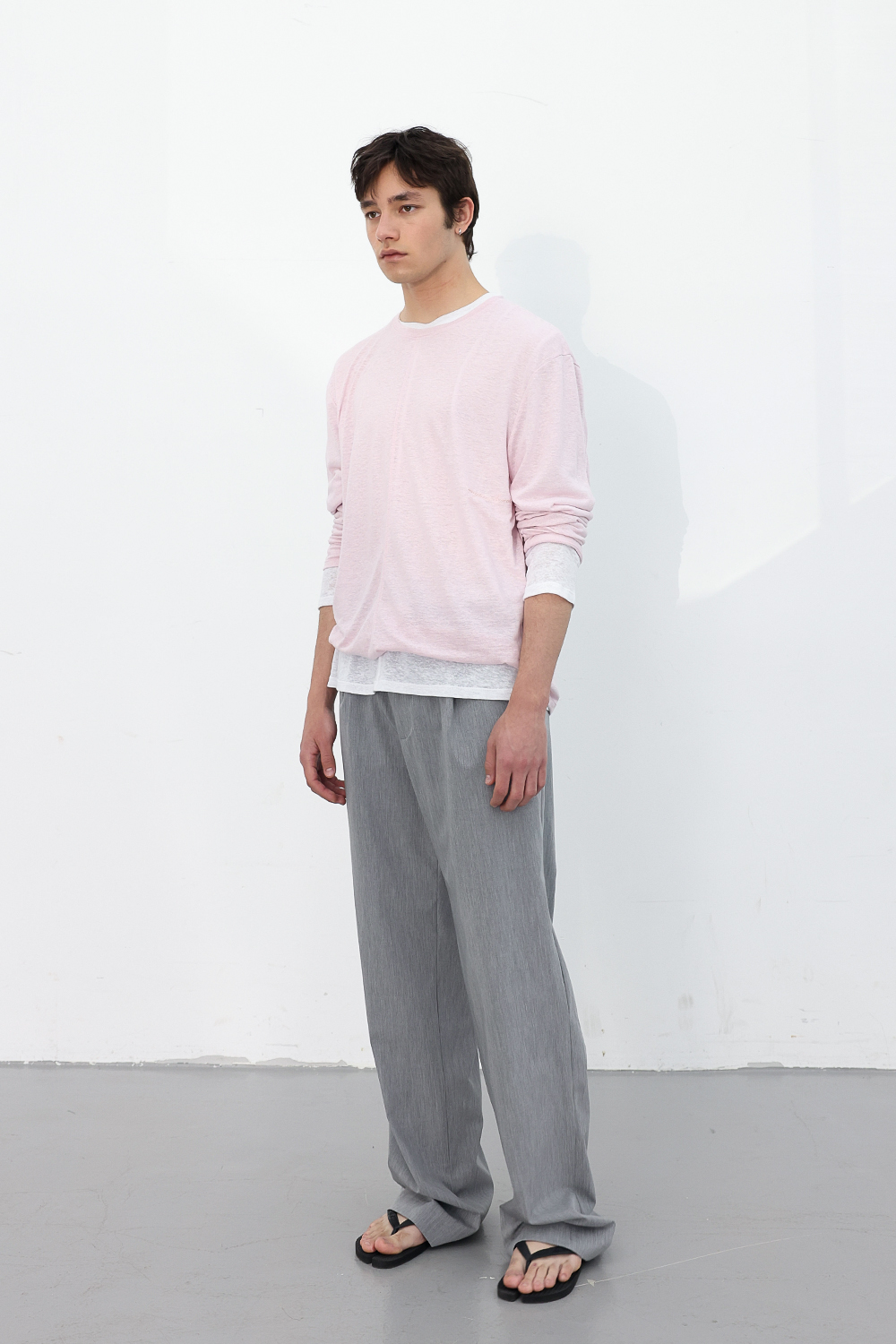 [ANYTIME LOREAK] CAMELLIA LAYERED TEE - WHITE/PINK