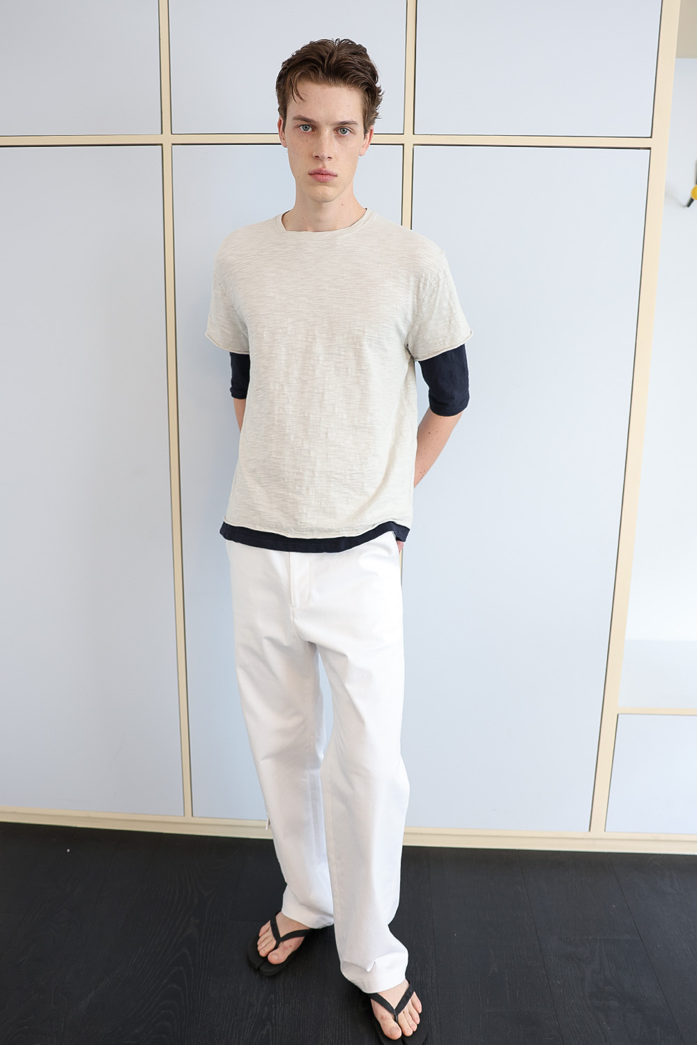 [ANYTIME LOREAK] FADE SLUB HALF T-SHIRT - OATMEAL